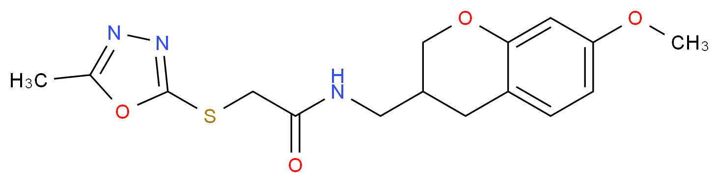 N-[(7-methoxy-3,4-dihydro-2H-chromen-3-yl)methyl]-2-[(5-methyl-1,3,4-oxadiazol-2-yl)thio]acetamide_分子结构_CAS_)