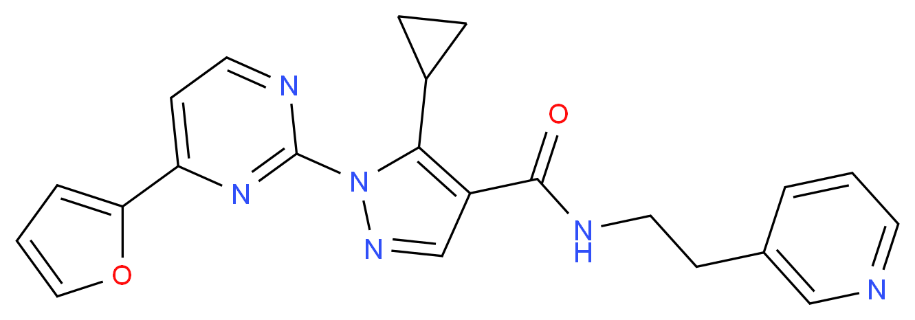 5-cyclopropyl-1-[4-(2-furyl)-2-pyrimidinyl]-N-[2-(3-pyridinyl)ethyl]-1H-pyrazole-4-carboxamide_分子结构_CAS_)