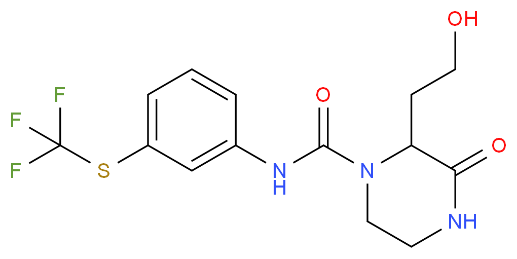 2-(2-hydroxyethyl)-3-oxo-N-{3-[(trifluoromethyl)thio]phenyl}piperazine-1-carboxamide_分子结构_CAS_)