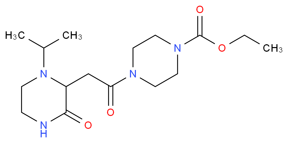 ethyl 4-[(1-isopropyl-3-oxo-2-piperazinyl)acetyl]-1-piperazinecarboxylate_分子结构_CAS_)