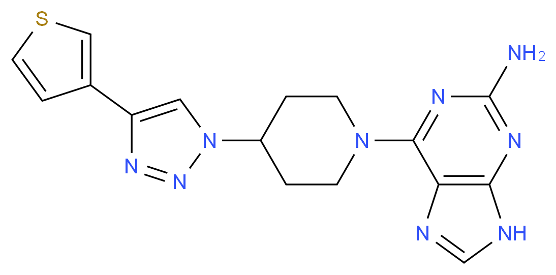 6-{4-[4-(3-thienyl)-1H-1,2,3-triazol-1-yl]piperidin-1-yl}-9H-purin-2-amine_分子结构_CAS_)