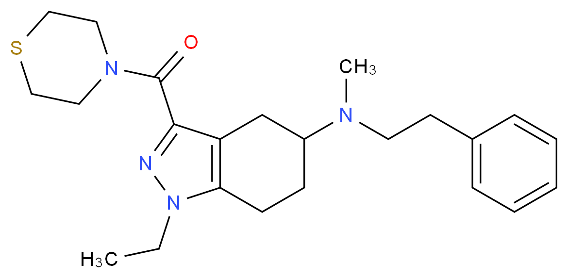 1-ethyl-N-methyl-N-(2-phenylethyl)-3-(4-thiomorpholinylcarbonyl)-4,5,6,7-tetrahydro-1H-indazol-5-amine_分子结构_CAS_)