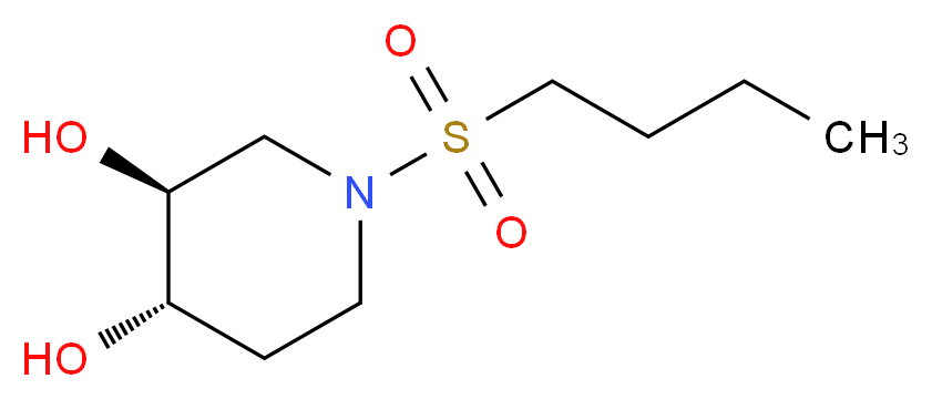 (3S*,4S*)-1-(butylsulfonyl)piperidine-3,4-diol_分子结构_CAS_)