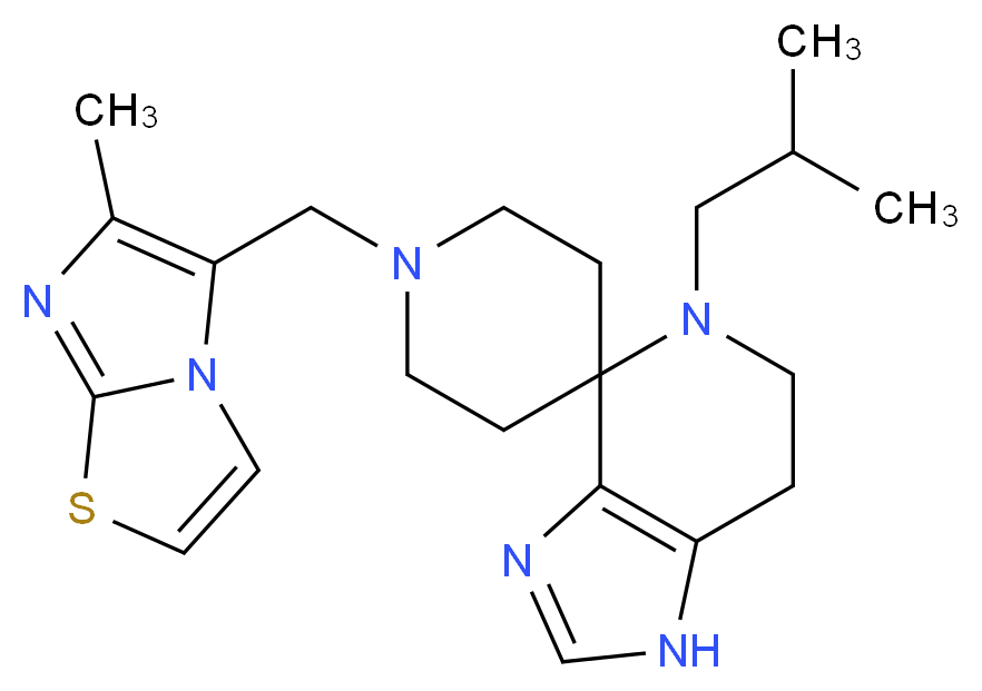 5-isobutyl-1'-[(6-methylimidazo[2,1-b][1,3]thiazol-5-yl)methyl]-1,5,6,7-tetrahydrospiro[imidazo[4,5-c]pyridine-4,4'-piperidine]_分子结构_CAS_)
