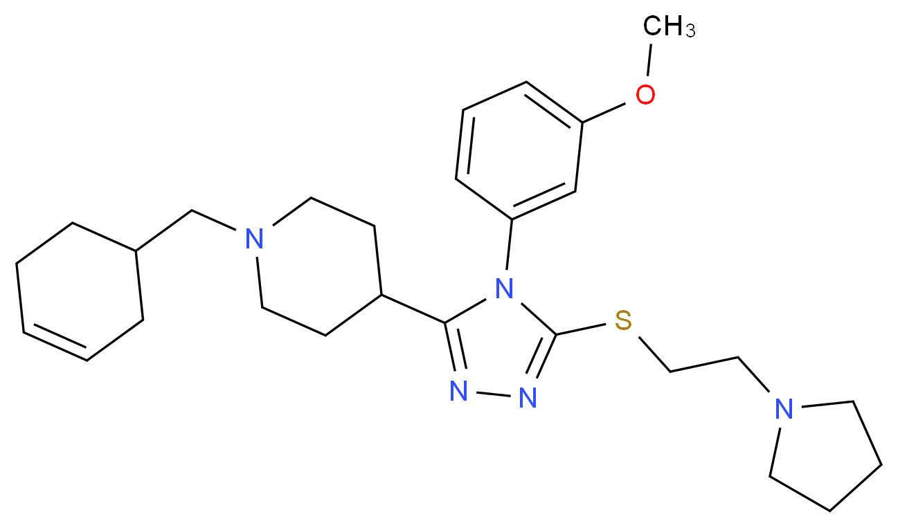 1-(3-cyclohexen-1-ylmethyl)-4-(4-(3-methoxyphenyl)-5-{[2-(1-pyrrolidinyl)ethyl]thio}-4H-1,2,4-triazol-3-yl)piperidine_分子结构_CAS_)