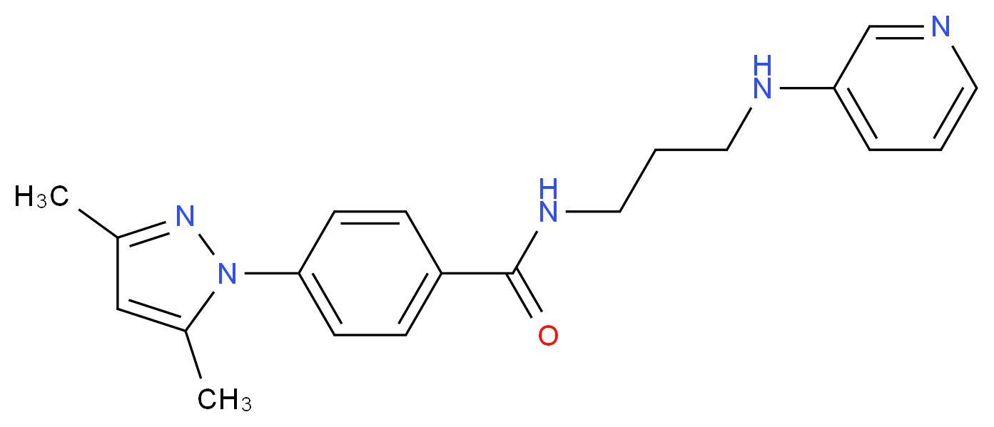 4-(3,5-dimethyl-1H-pyrazol-1-yl)-N-[3-(3-pyridinylamino)propyl]benzamide_分子结构_CAS_)