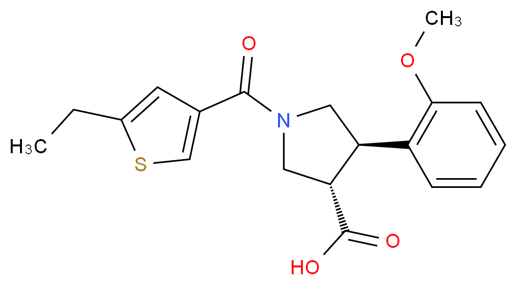 (3S*,4R*)-1-[(5-ethyl-3-thienyl)carbonyl]-4-(2-methoxyphenyl)pyrrolidine-3-carboxylic acid_分子结构_CAS_)