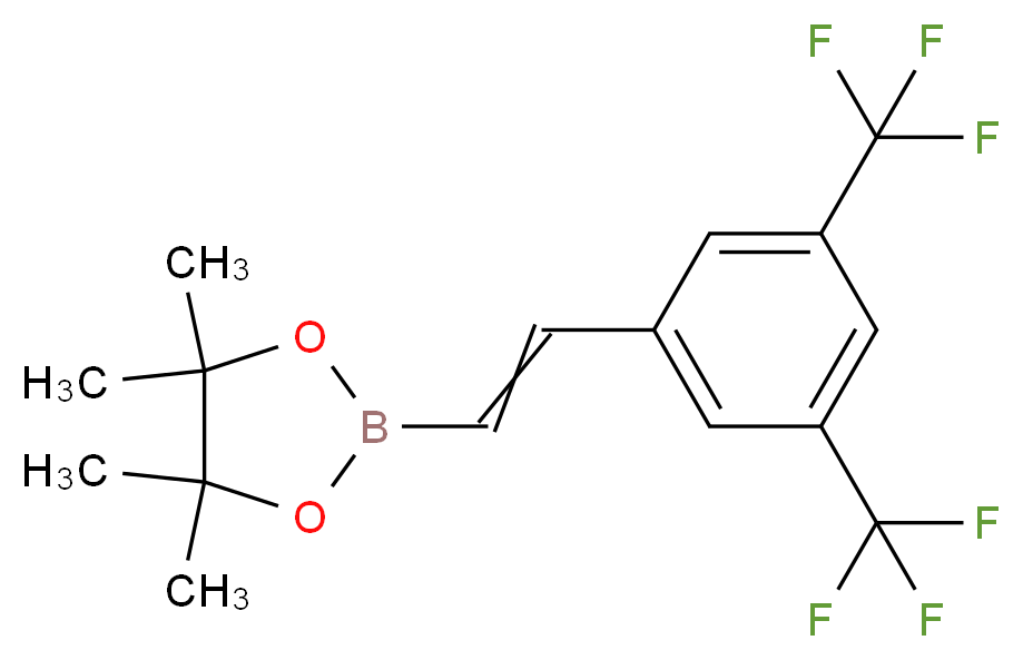 2-[(E)-2-[3,5-bis(trifluoromethyl)phenyl]ethenyl]-4,4,5,5-tetramethyl-1,3,2-dioxaborolane_分子结构_CAS_1073354-87-6