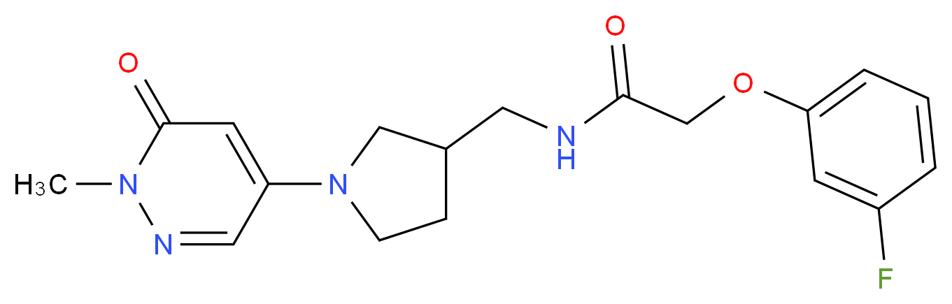 2-(3-fluorophenoxy)-N-{[1-(1-methyl-6-oxo-1,6-dihydro-4-pyridazinyl)-3-pyrrolidinyl]methyl}acetamide_分子结构_CAS_)