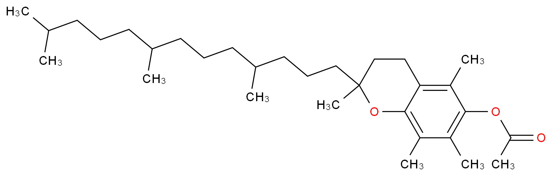 2,5,7,8-tetramethyl-2-(4,8,12-trimethyltridecyl)-3,4-dihydro-2H-1-benzopyran-6-yl acetate_分子结构_CAS_7695-91-2