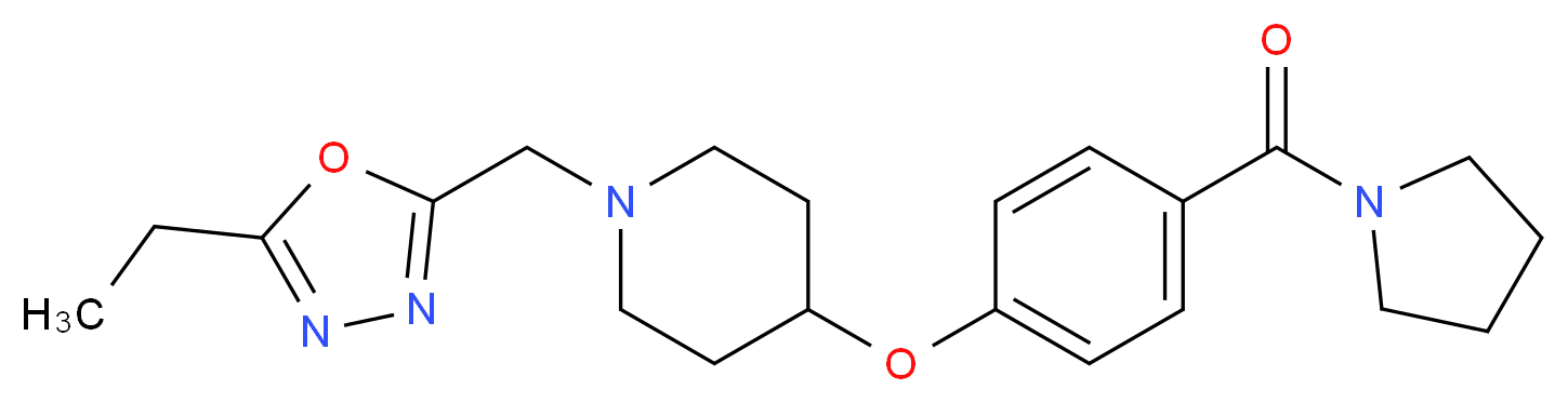 1-[(5-ethyl-1,3,4-oxadiazol-2-yl)methyl]-4-[4-(pyrrolidin-1-ylcarbonyl)phenoxy]piperidine_分子结构_CAS_)