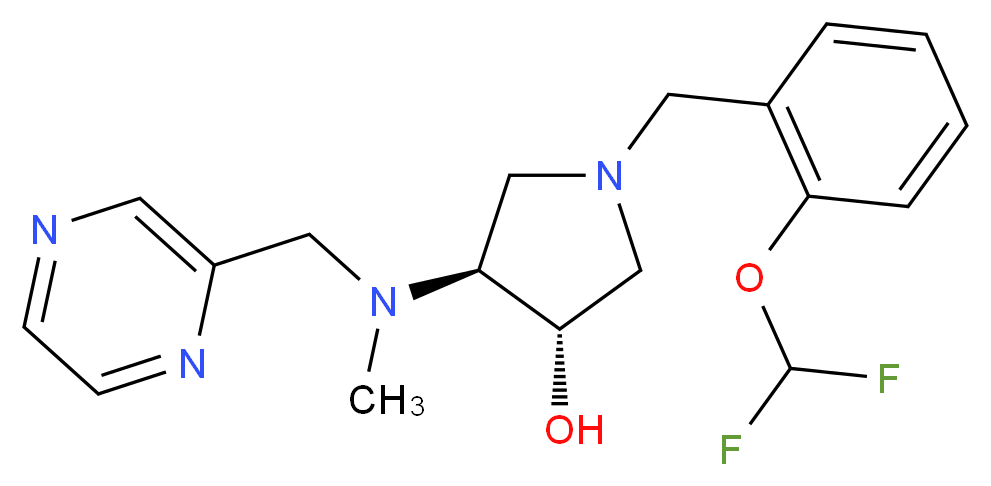 (3S*,4S*)-1-[2-(difluoromethoxy)benzyl]-4-[methyl(2-pyrazinylmethyl)amino]-3-pyrrolidinol_分子结构_CAS_)