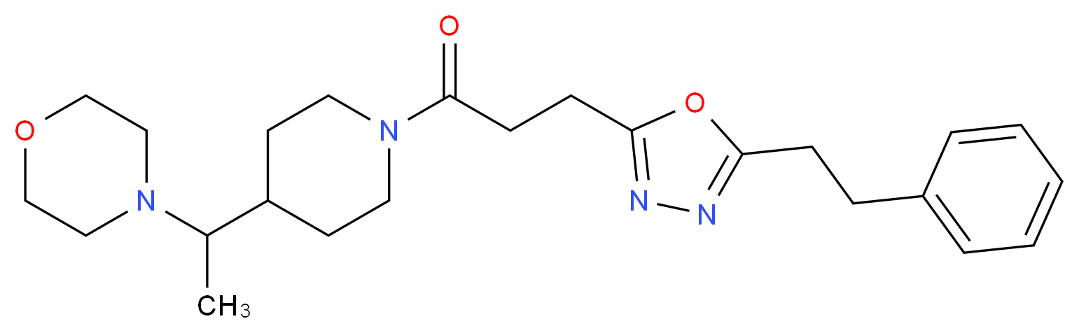 4-[1-(1-{3-[5-(2-phenylethyl)-1,3,4-oxadiazol-2-yl]propanoyl}-4-piperidinyl)ethyl]morpholine_分子结构_CAS_)