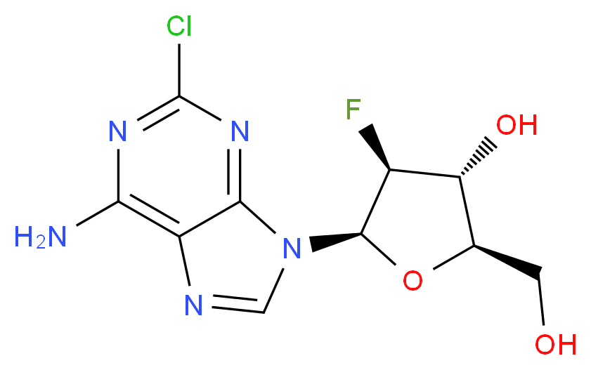 (2R,3R,4S,5R)-5-(6-amino-2-chloro-9H-purin-9-yl)-4-fluoro-2-(hydroxymethyl)oxolan-3-ol_分子结构_CAS_123318-82-1