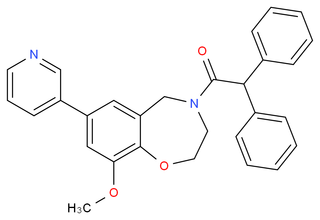 4-(diphenylacetyl)-9-methoxy-7-(3-pyridinyl)-2,3,4,5-tetrahydro-1,4-benzoxazepine_分子结构_CAS_)