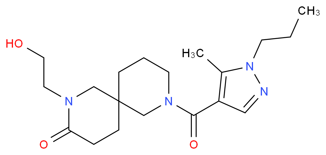 2-(2-hydroxyethyl)-8-[(5-methyl-1-propyl-1H-pyrazol-4-yl)carbonyl]-2,8-diazaspiro[5.5]undecan-3-one_分子结构_CAS_)