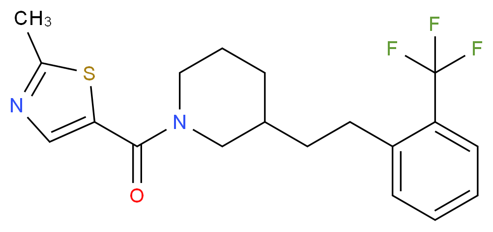 1-[(2-methyl-1,3-thiazol-5-yl)carbonyl]-3-{2-[2-(trifluoromethyl)phenyl]ethyl}piperidine_分子结构_CAS_)