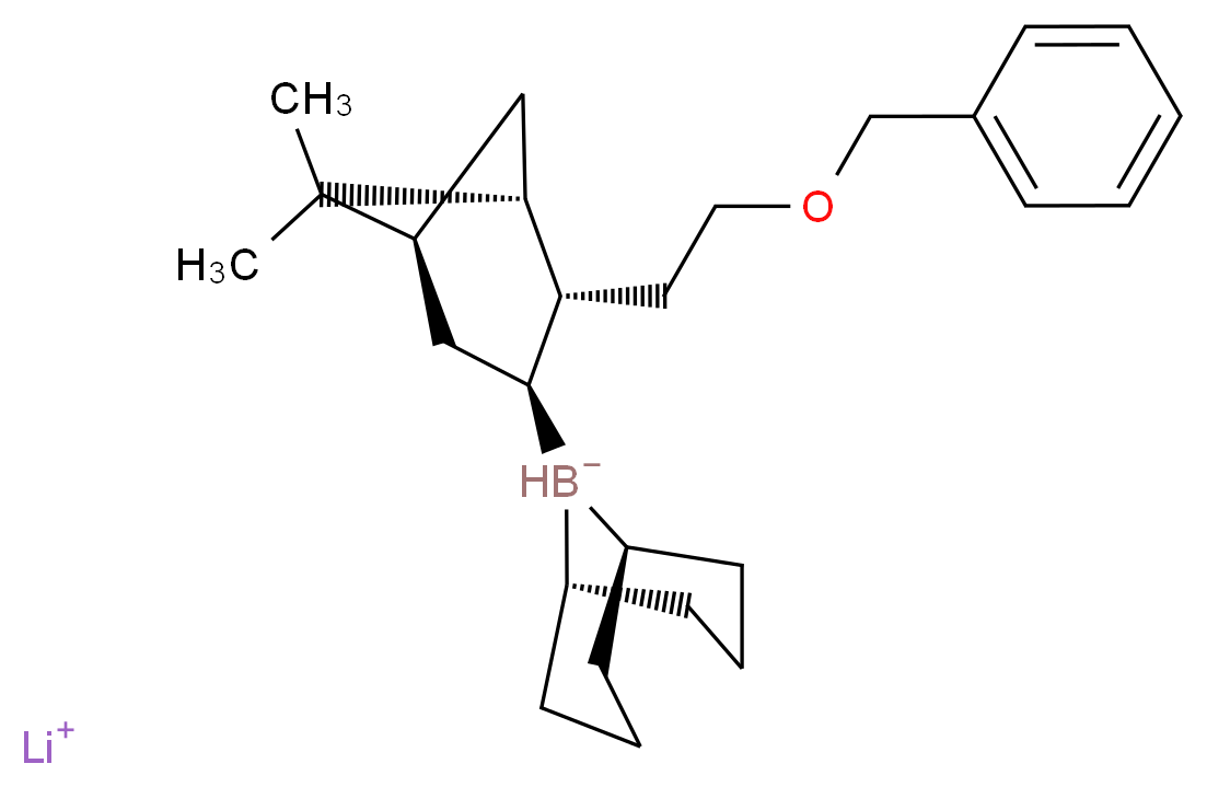 lithium(1+) ion (1s,5s)-9-[(1R,2R,3S,5R)-2-[2-(benzyloxy)ethyl]-6,6-dimethylbicyclo[3.1.1]heptan-3-yl]-9-borabicyclo[3.3.1]nonan-9-uide_分子结构_CAS_81572-37-4