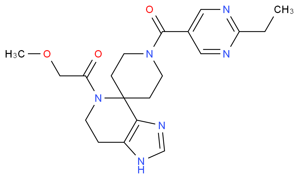 1'-[(2-ethylpyrimidin-5-yl)carbonyl]-5-(methoxyacetyl)-1,5,6,7-tetrahydrospiro[imidazo[4,5-c]pyridine-4,4'-piperidine]_分子结构_CAS_)