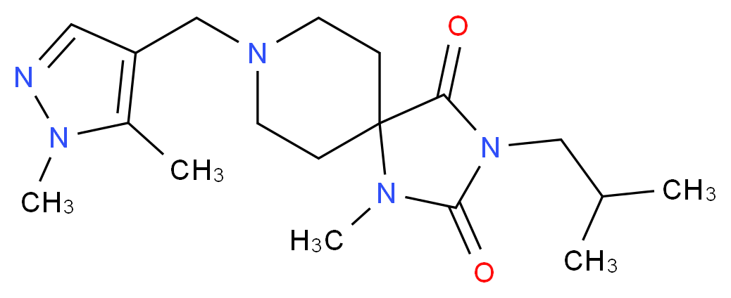 8-[(1,5-dimethyl-1H-pyrazol-4-yl)methyl]-3-isobutyl-1-methyl-1,3,8-triazaspiro[4.5]decane-2,4-dione_分子结构_CAS_)