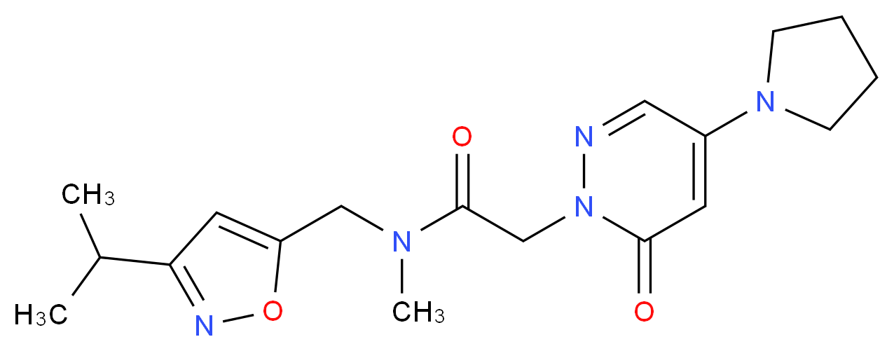 N-[(3-isopropylisoxazol-5-yl)methyl]-N-methyl-2-(6-oxo-4-pyrrolidin-1-ylpyridazin-1(6H)-yl)acetamide_分子结构_CAS_)