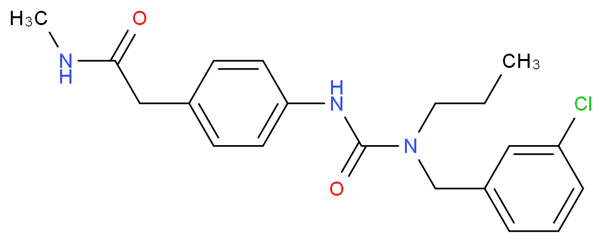 2-[4-({[(3-chlorobenzyl)(propyl)amino]carbonyl}amino)phenyl]-N-methylacetamide_分子结构_CAS_)