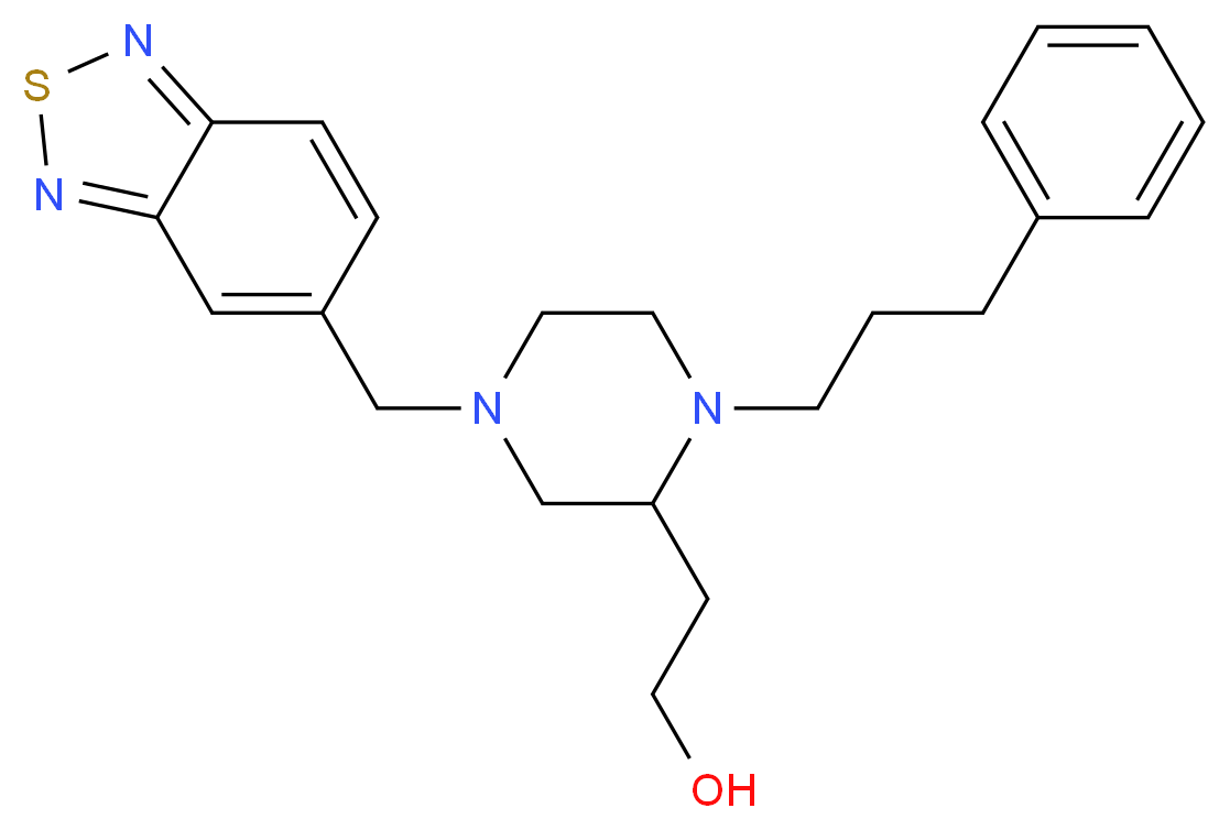2-[4-(2,1,3-benzothiadiazol-5-ylmethyl)-1-(3-phenylpropyl)-2-piperazinyl]ethanol_分子结构_CAS_)