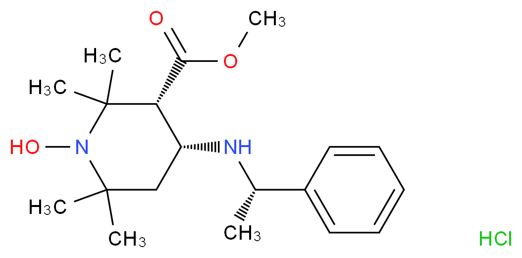 methyl (3R,4R)-1-hydroxy-2,2,6,6-tetramethyl-4-{[(1S)-1-phenylethyl]amino}piperidine-3-carboxylate hydrochloride_分子结构_CAS_583827-08-1
