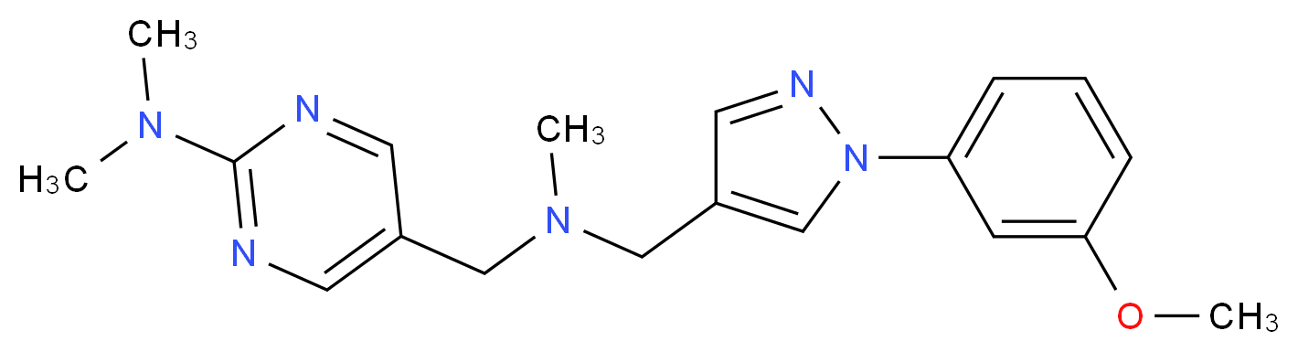 5-{[{[1-(3-methoxyphenyl)-1H-pyrazol-4-yl]methyl}(methyl)amino]methyl}-N,N-dimethyl-2-pyrimidinamine_分子结构_CAS_)