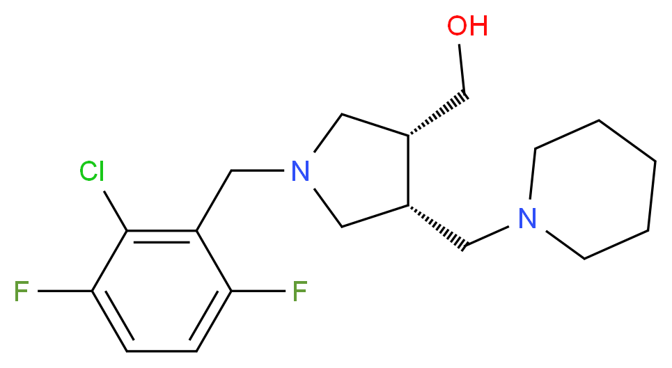 [(3R*,4R*)-1-(2-chloro-3,6-difluorobenzyl)-4-(piperidin-1-ylmethyl)pyrrolidin-3-yl]methanol_分子结构_CAS_)