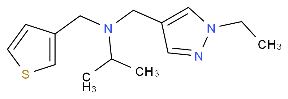 N-[(1-ethyl-1H-pyrazol-4-yl)methyl]-N-(3-thienylmethyl)propan-2-amine_分子结构_CAS_)