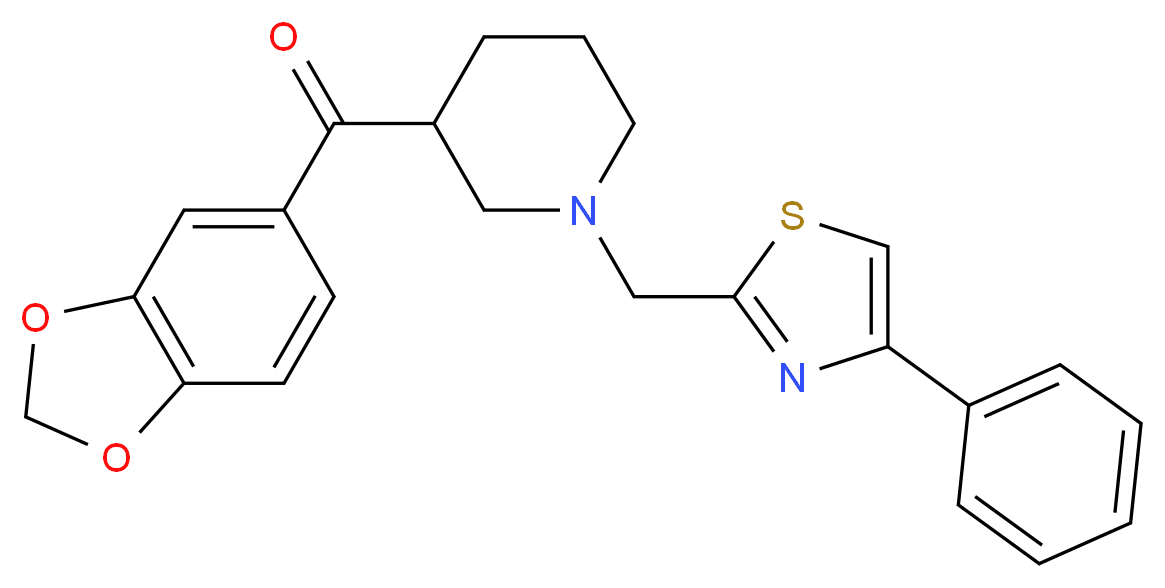 1,3-benzodioxol-5-yl{1-[(4-phenyl-1,3-thiazol-2-yl)methyl]-3-piperidinyl}methanone_分子结构_CAS_)