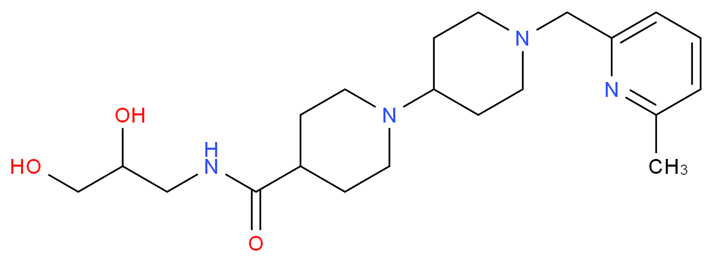 N-(2,3-dihydroxypropyl)-1'-[(6-methylpyridin-2-yl)methyl]-1,4'-bipiperidine-4-carboxamide_分子结构_CAS_)