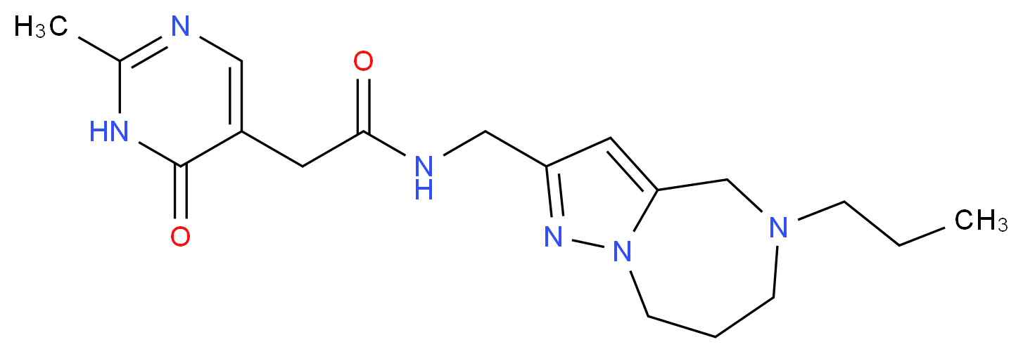 2-(2-methyl-6-oxo-1,6-dihydropyrimidin-5-yl)-N-[(5-propyl-5,6,7,8-tetrahydro-4H-pyrazolo[1,5-a][1,4]diazepin-2-yl)methyl]acetamide_分子结构_CAS_)