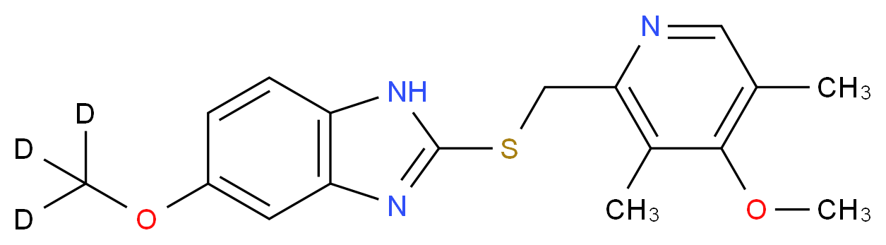 5-(<sup>2</sup>H<sub>3</sub>)methoxy-2-{[(4-methoxy-3,5-dimethylpyridin-2-yl)methyl]sulfanyl}-1H-1,3-benzodiazole_分子结构_CAS_922730-98-1