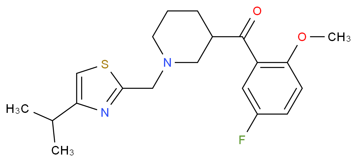 (5-fluoro-2-methoxyphenyl){1-[(4-isopropyl-1,3-thiazol-2-yl)methyl]-3-piperidinyl}methanone_分子结构_CAS_)