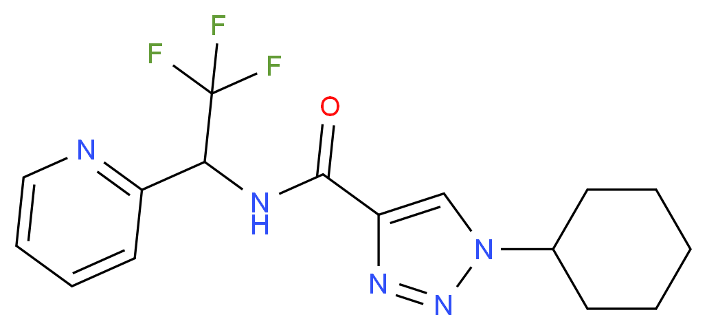 1-cyclohexyl-N-[2,2,2-trifluoro-1-(2-pyridinyl)ethyl]-1H-1,2,3-triazole-4-carboxamide_分子结构_CAS_)