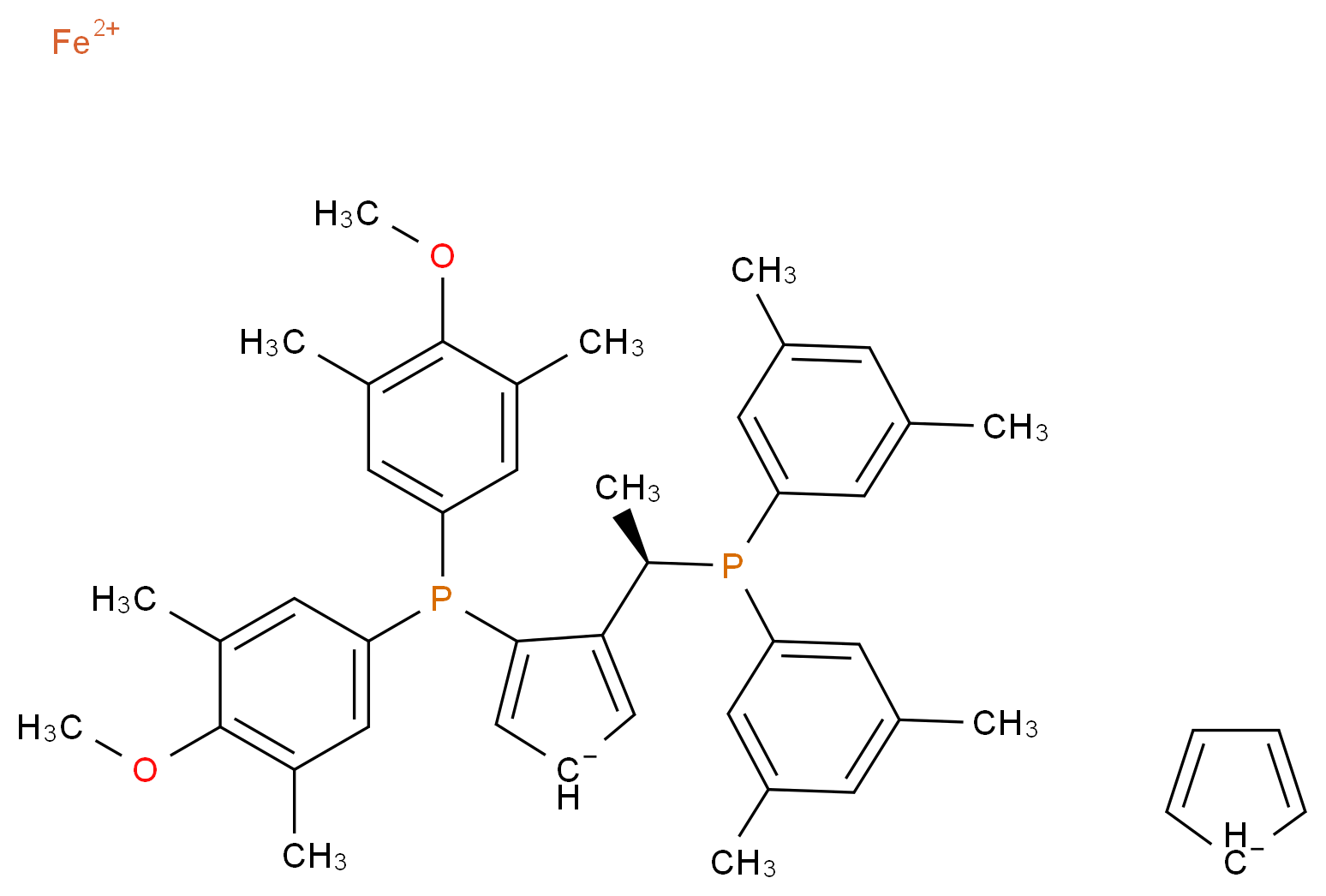 (R)-1-{(SP)-2-[双(4-甲氧基-3,5-二甲基苯基)膦]二茂铁基}-乙基二(3,5-二甲苯基)膦_分子结构_CAS_849924-45-4)