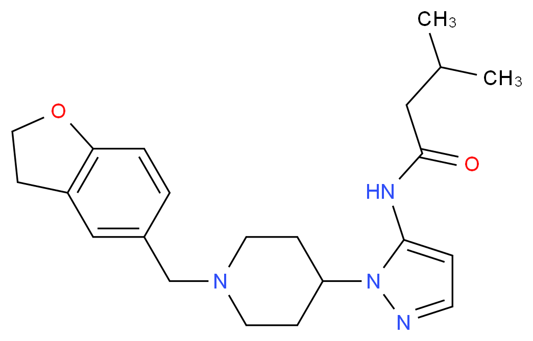 N-{1-[1-(2,3-dihydro-1-benzofuran-5-ylmethyl)-4-piperidinyl]-1H-pyrazol-5-yl}-3-methylbutanamide_分子结构_CAS_)