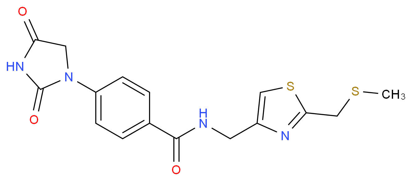 4-(2,4-dioxo-1-imidazolidinyl)-N-({2-[(methylthio)methyl]-1,3-thiazol-4-yl}methyl)benzamide_分子结构_CAS_)