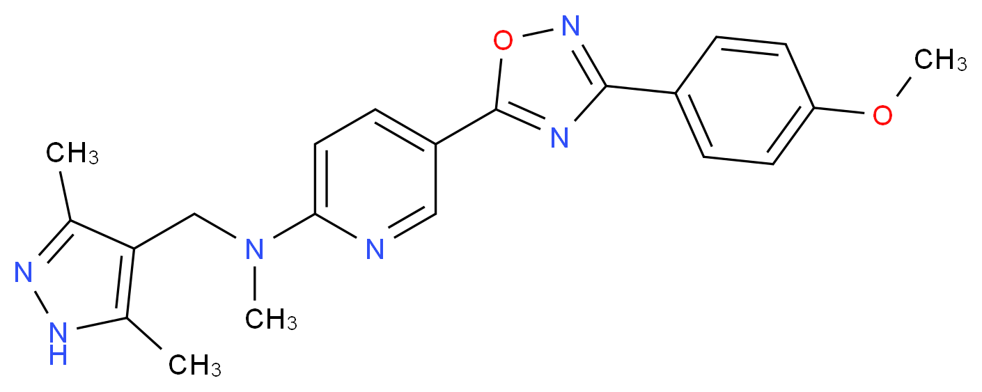 N-[(3,5-dimethyl-1H-pyrazol-4-yl)methyl]-5-[3-(4-methoxyphenyl)-1,2,4-oxadiazol-5-yl]-N-methyl-2-pyridinamine_分子结构_CAS_)