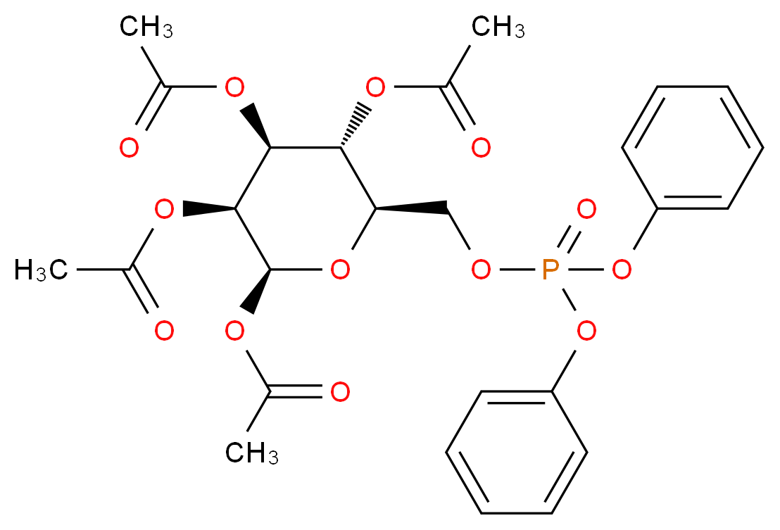 (2S,3S,4S,5R,6R)-2,3,5-tris(acetyloxy)-6-{[(diphenoxyphosphoryl)oxy]methyl}oxan-4-yl acetate_分子结构_CAS_15410-49-8