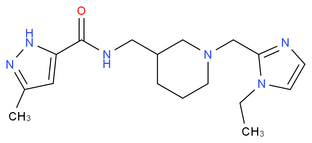 N-({1-[(1-ethyl-1H-imidazol-2-yl)methyl]piperidin-3-yl}methyl)-3-methyl-1H-pyrazole-5-carboxamide_分子结构_CAS_)