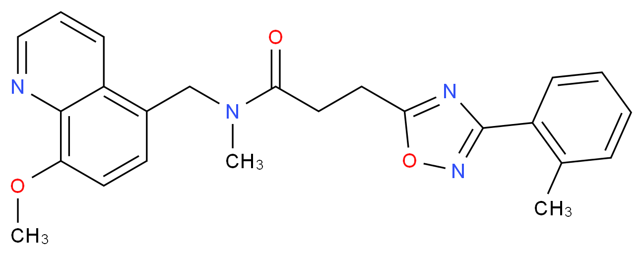 N-[(8-methoxyquinolin-5-yl)methyl]-N-methyl-3-[3-(2-methylphenyl)-1,2,4-oxadiazol-5-yl]propanamide_分子结构_CAS_)