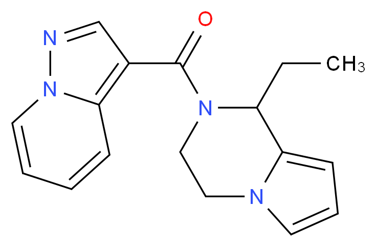 3-[(1-ethyl-3,4-dihydropyrrolo[1,2-a]pyrazin-2(1H)-yl)carbonyl]pyrazolo[1,5-a]pyridine_分子结构_CAS_)
