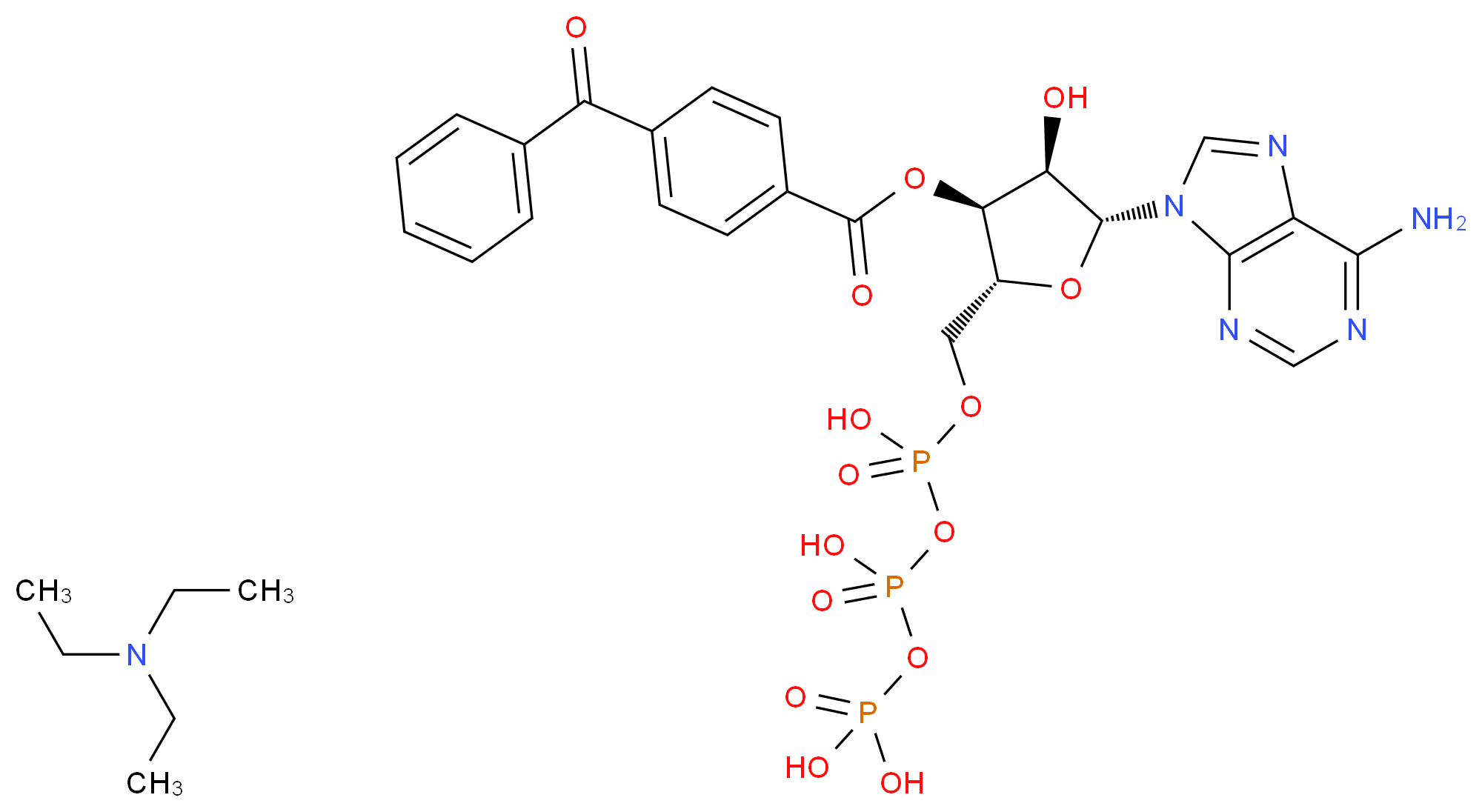 2′(3′)-O-(4-Benzoylbenzoyl)adenosine 5′-triphosphate triethylammonium salt_分子结构_CAS_112898-15-4)