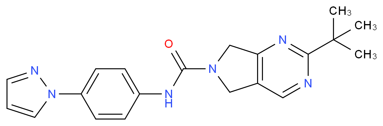 2-tert-butyl-N-[4-(1H-pyrazol-1-yl)phenyl]-5,7-dihydro-6H-pyrrolo[3,4-d]pyrimidine-6-carboxamide_分子结构_CAS_)