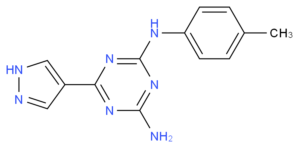 N-(4-methylphenyl)-6-(1H-pyrazol-4-yl)-1,3,5-triazine-2,4-diamine_分子结构_CAS_)