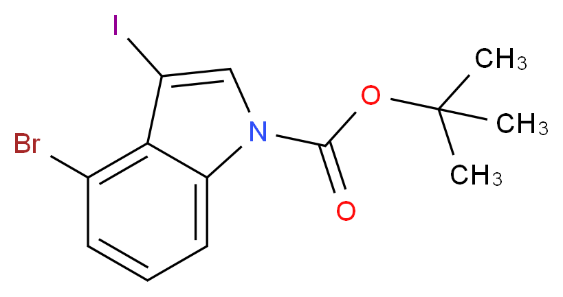 4-Bromo-3-iodoindole, N-BOC protected 98%_分子结构_CAS_406170-09-0)