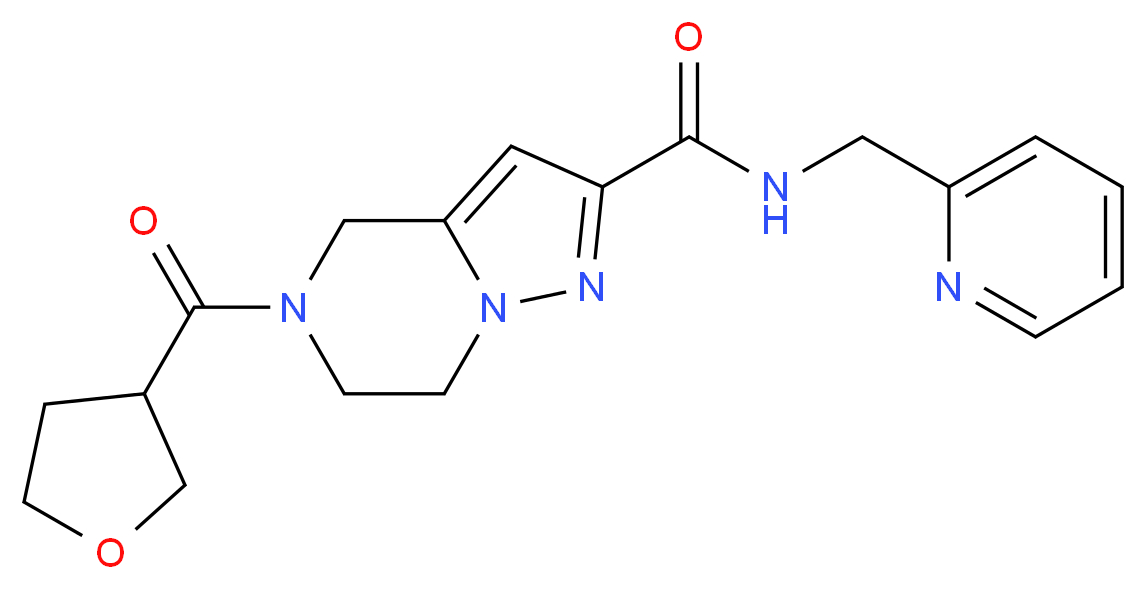 N-(pyridin-2-ylmethyl)-5-(tetrahydrofuran-3-ylcarbonyl)-4,5,6,7-tetrahydropyrazolo[1,5-a]pyrazine-2-carboxamide_分子结构_CAS_)